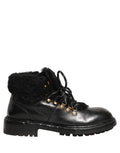 Dolce & Gabbana Black Trekking Fur Lace Leather Boots Shoes