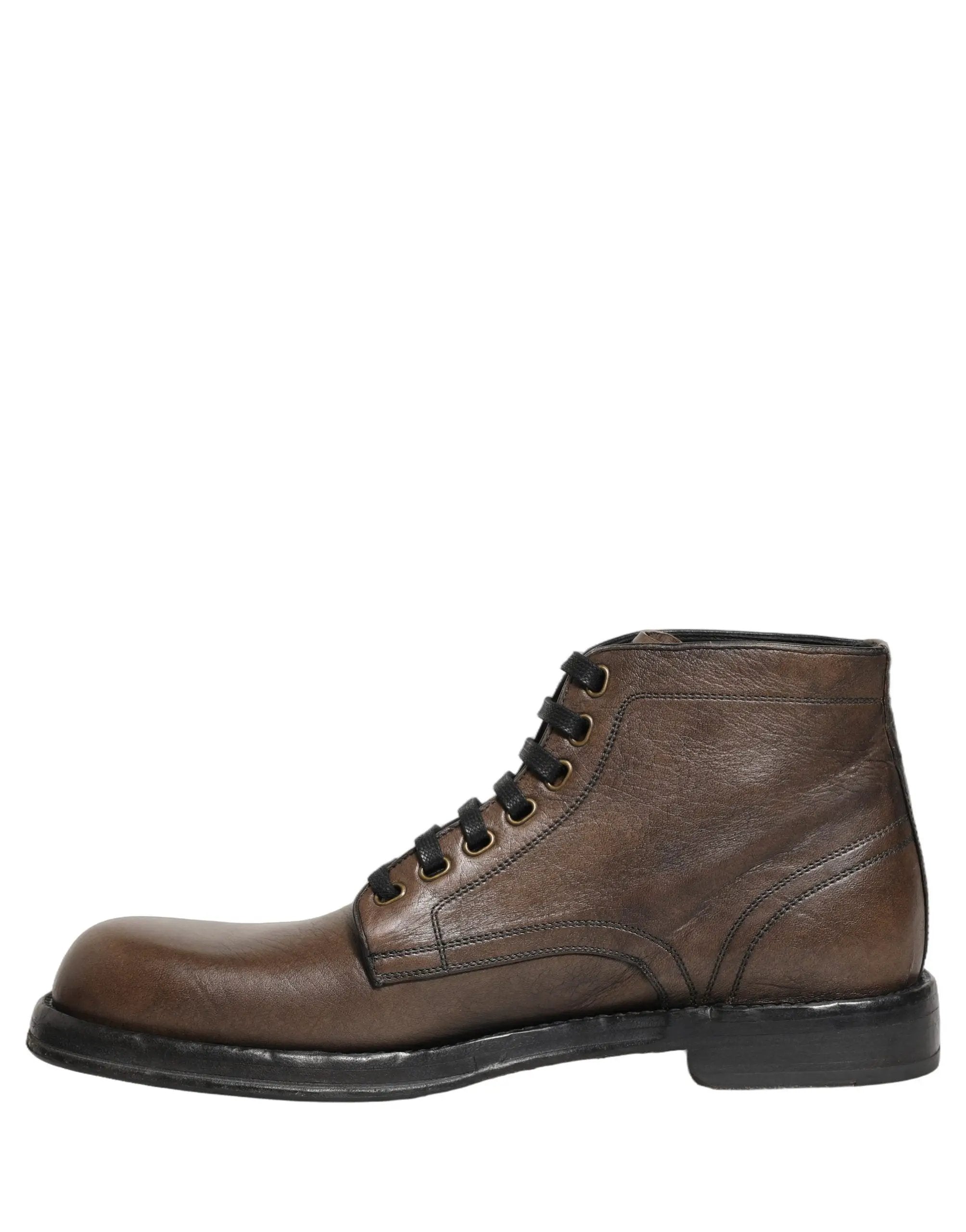 Dolce & Gabbana Bottines Homme Marron en Cuir Perugino