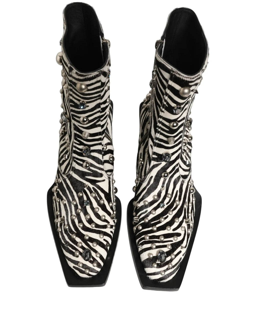 Bottes noires et blanches Dolce & Gabbana ornées de zèbre