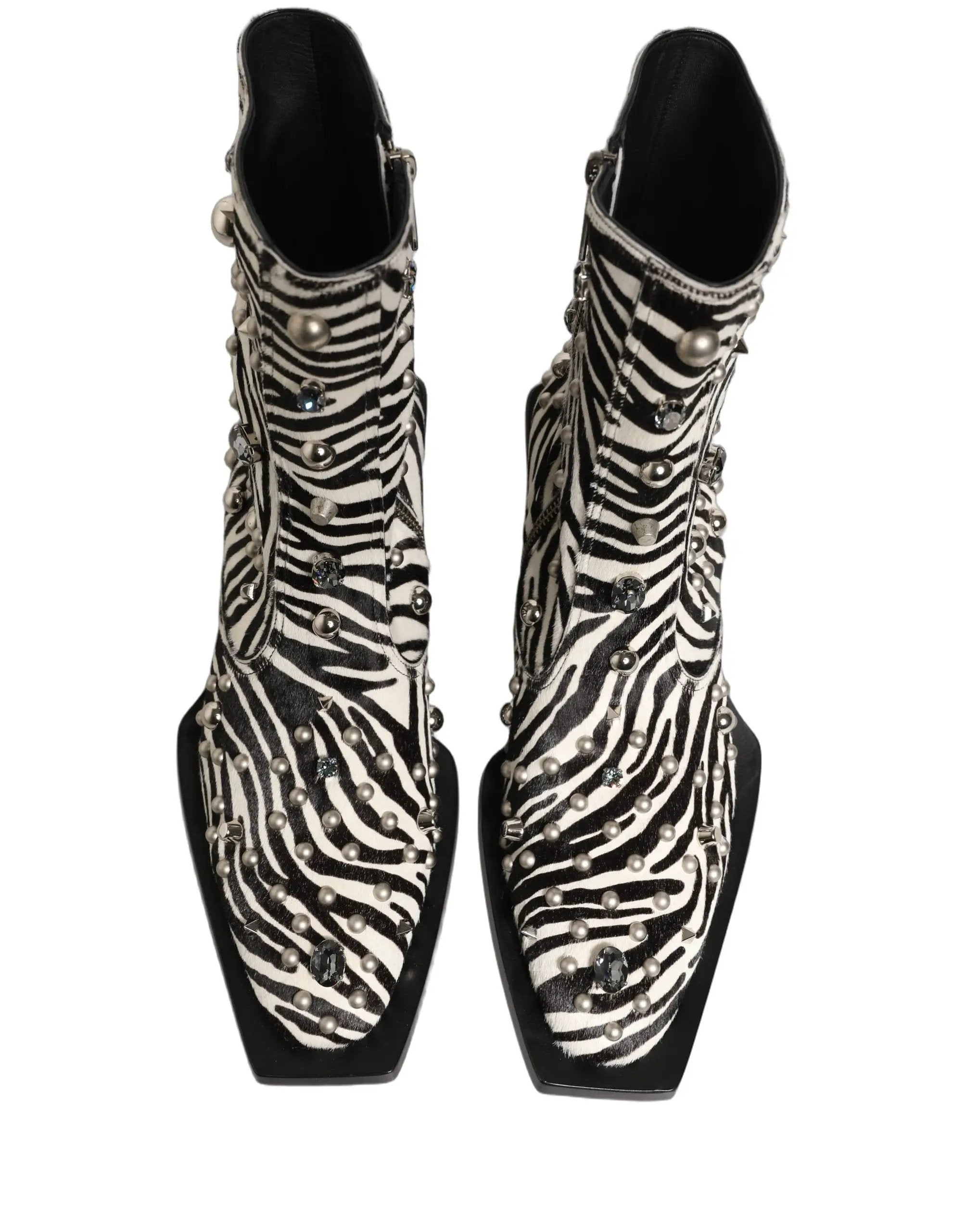 Bottes noires et blanches Dolce & Gabbana ornées de zèbre