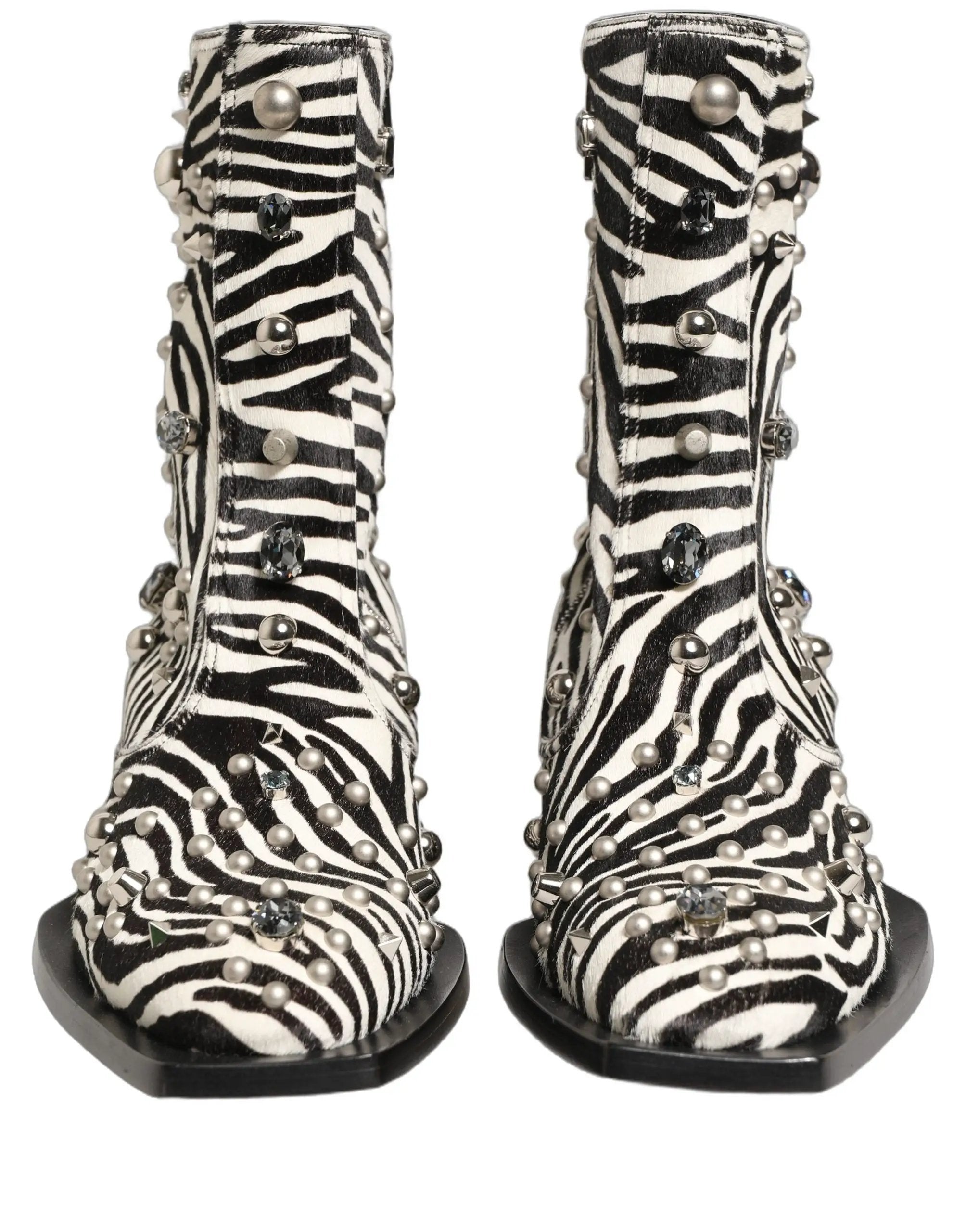 Bottes noires et blanches Dolce & Gabbana ornées de zèbre