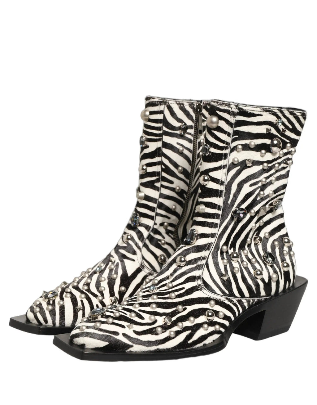 Bottes noires et blanches Dolce & Gabbana ornées de zèbre