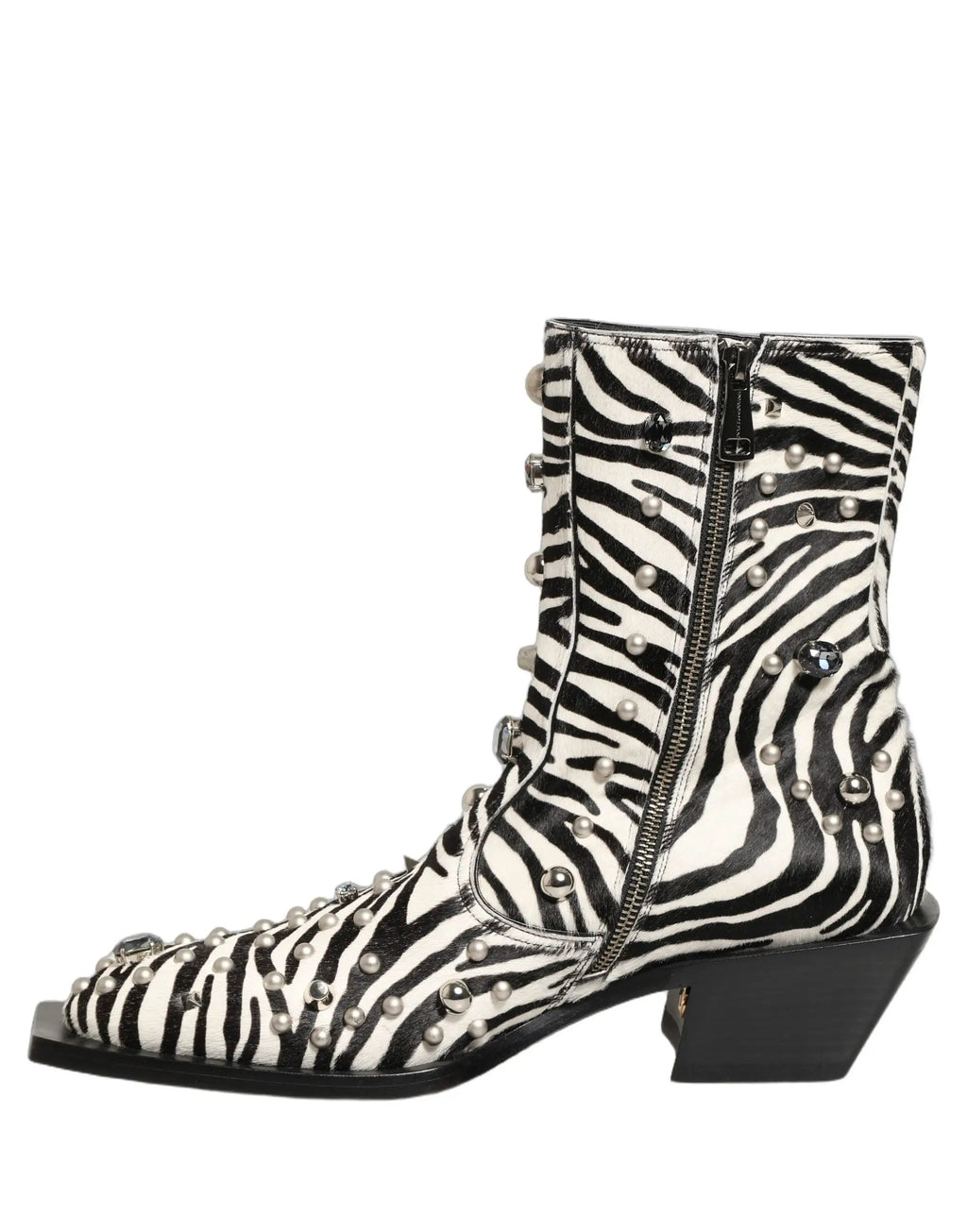 Bottes noires et blanches Dolce & Gabbana ornées de zèbre