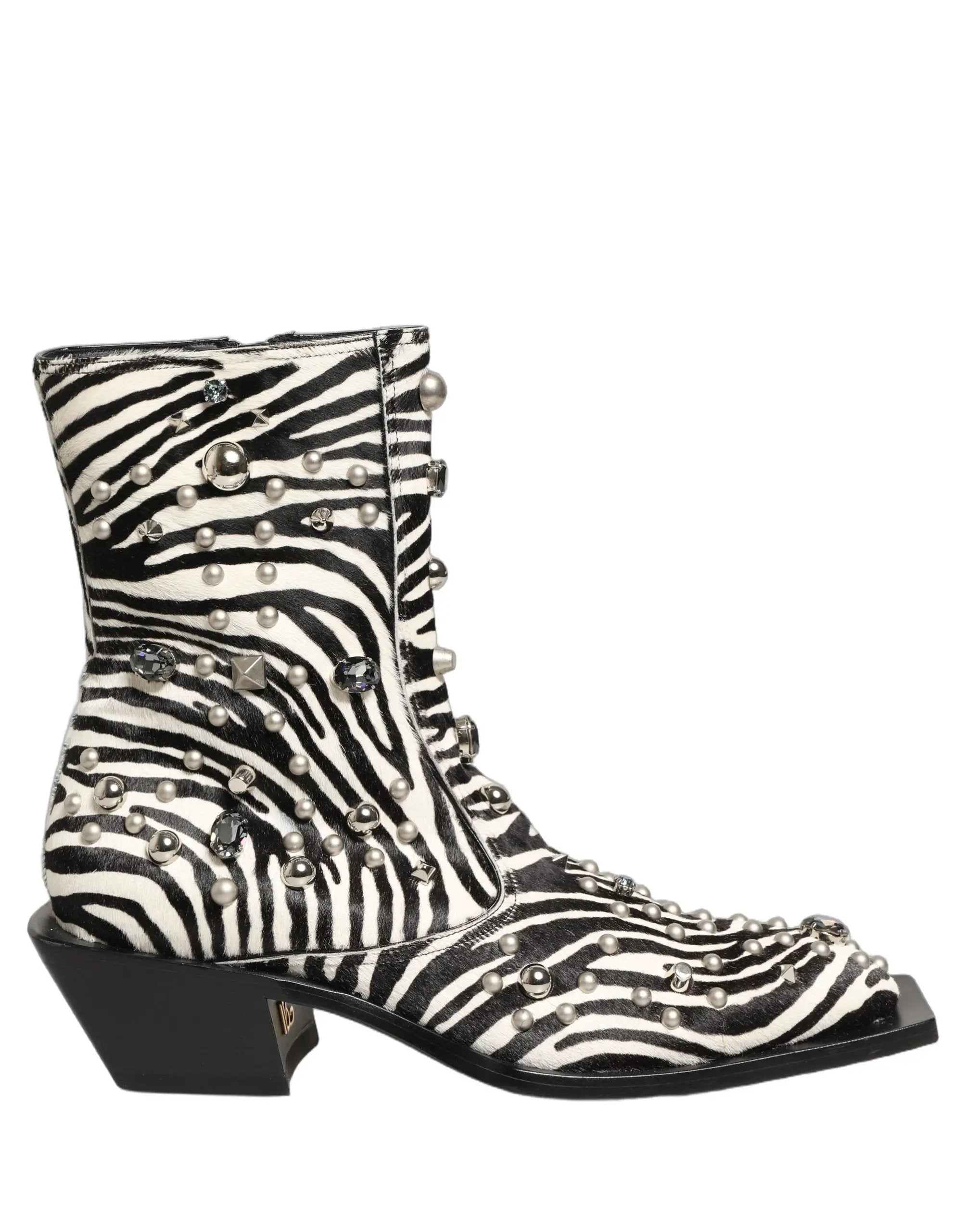 Bottes noires et blanches Dolce & Gabbana ornées de zèbre