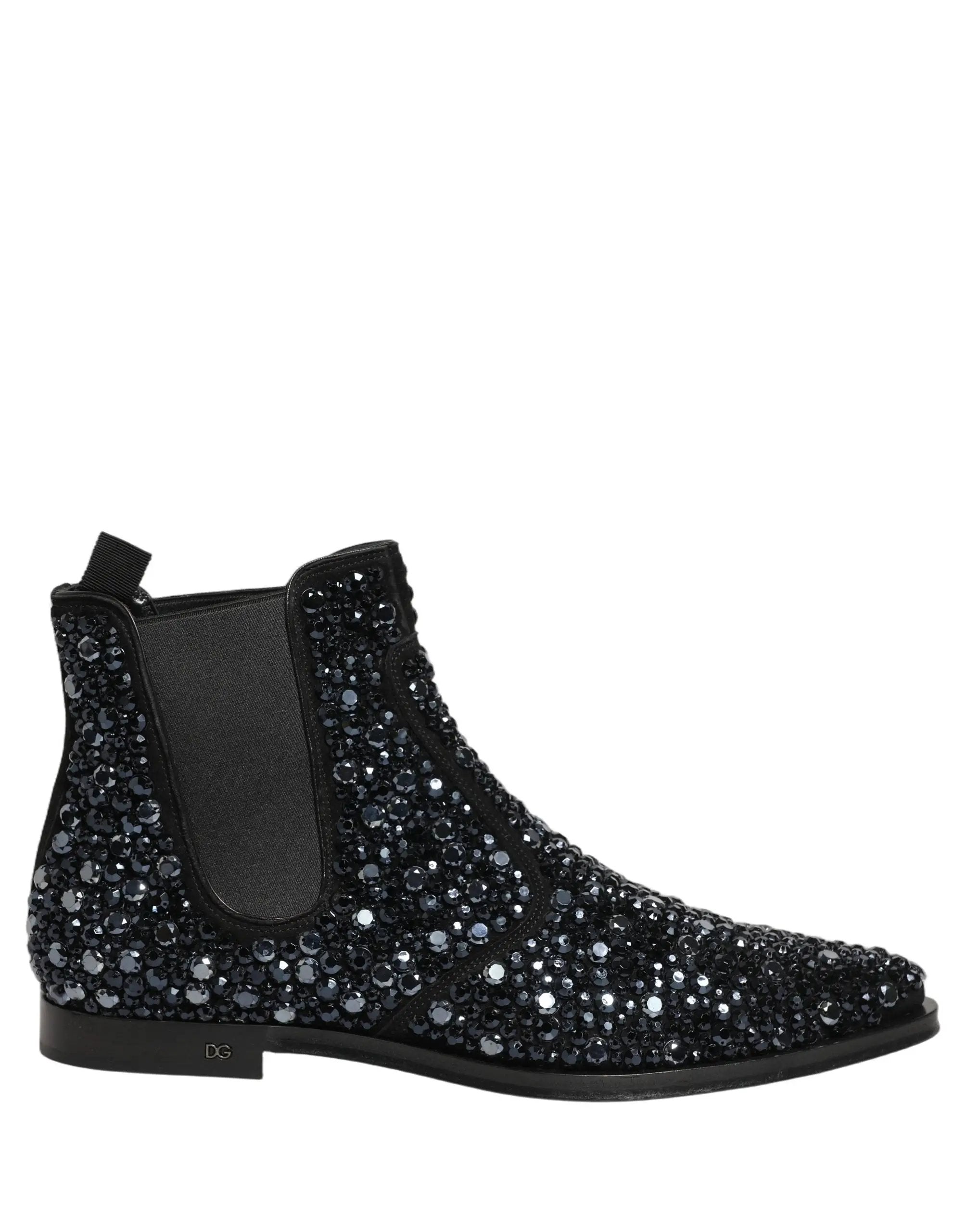 Chaussures Bottines Chelsea Noires Ornées Dolce & Gabbana