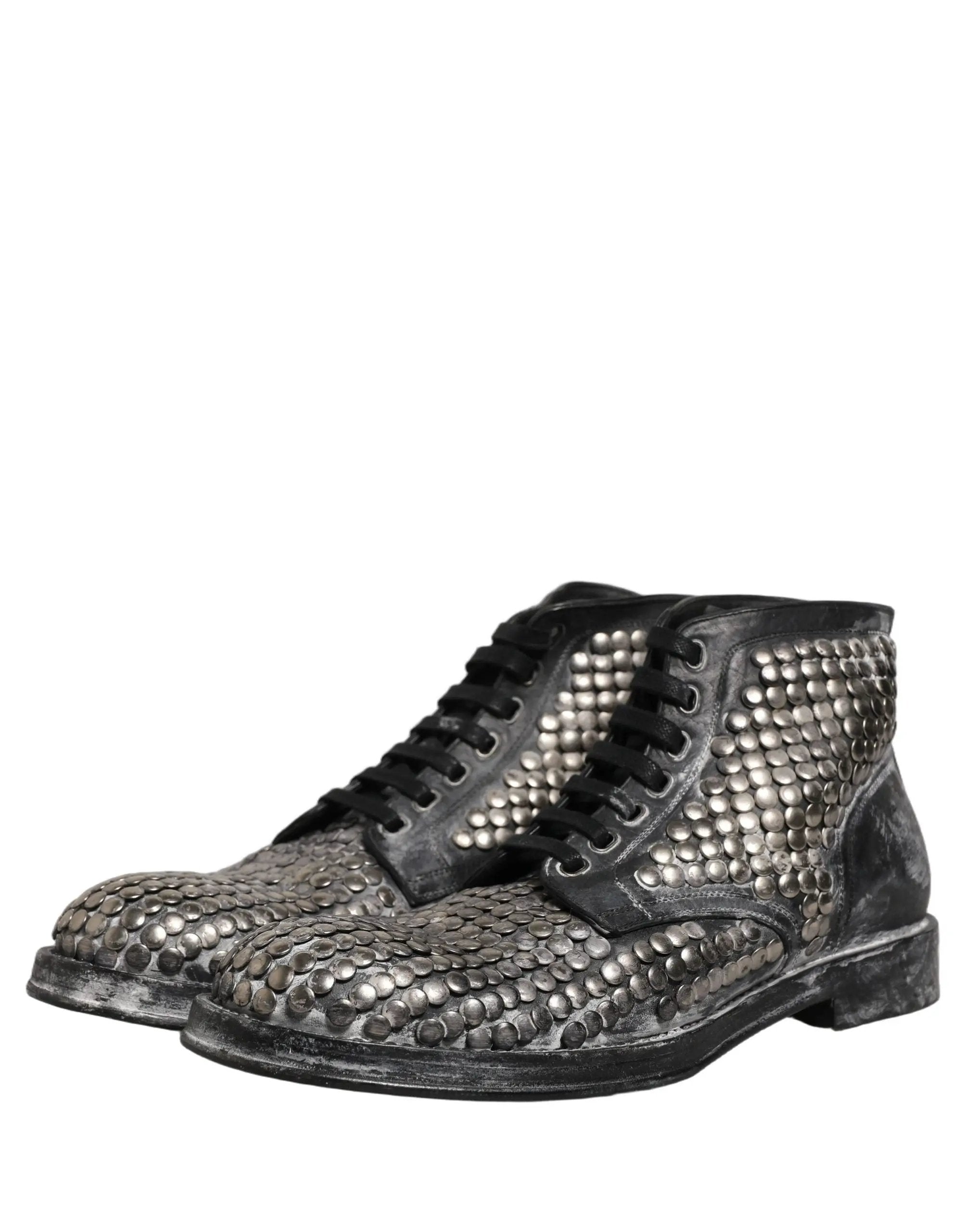 Chaussures Bottines Dolce & Gabbana en Cuir Noir Clous Défilé