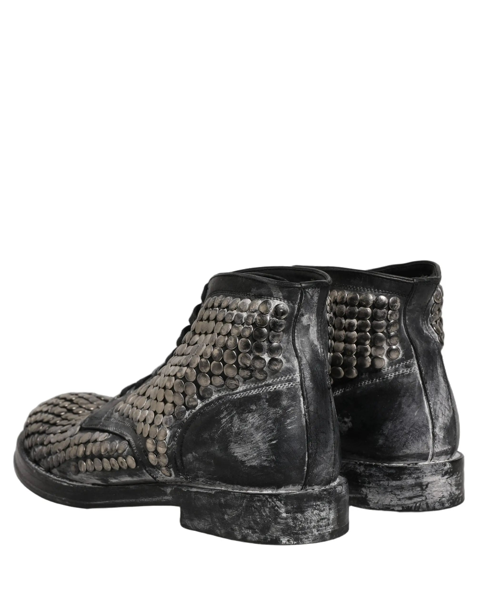 Chaussures Bottines Dolce & Gabbana en Cuir Noir Clous Défilé