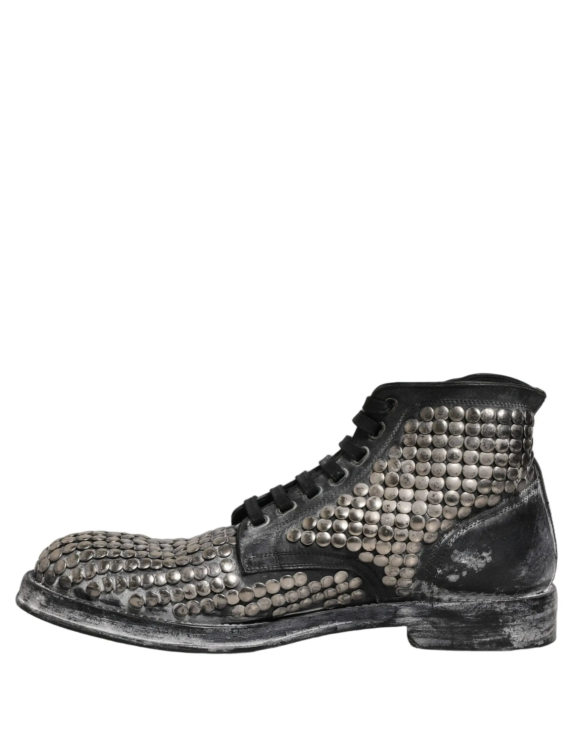 Chaussures Bottines Dolce & Gabbana en Cuir Noir Clous Défilé