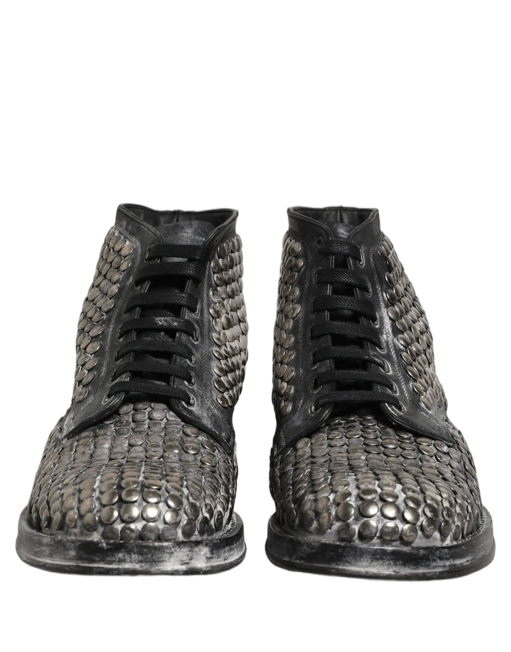 Chaussures Bottines Dolce & Gabbana en Cuir Noir Clous Défilé