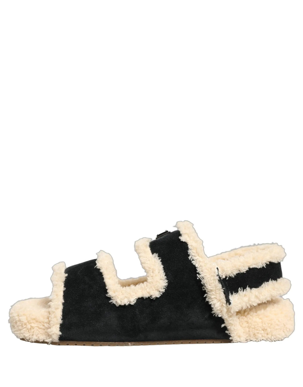 Dolce & Gabbana Sandales plates homme en fausse fourrure beige et noire