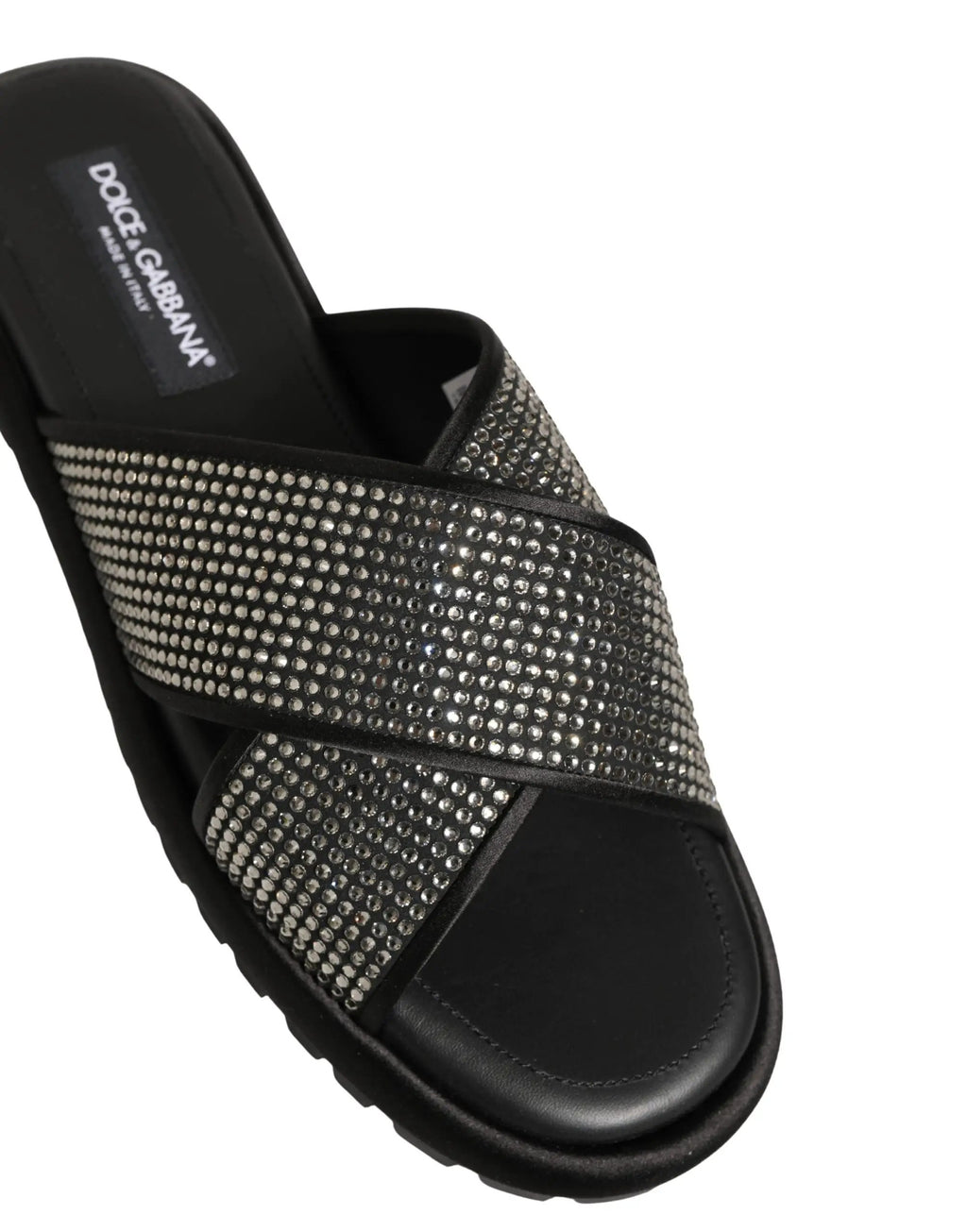 Sandales à talon Dolce & Gabbana noires à lanières croisées en strass