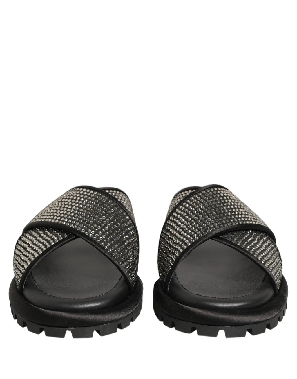 Sandales à talon Dolce & Gabbana noires à lanières croisées en strass