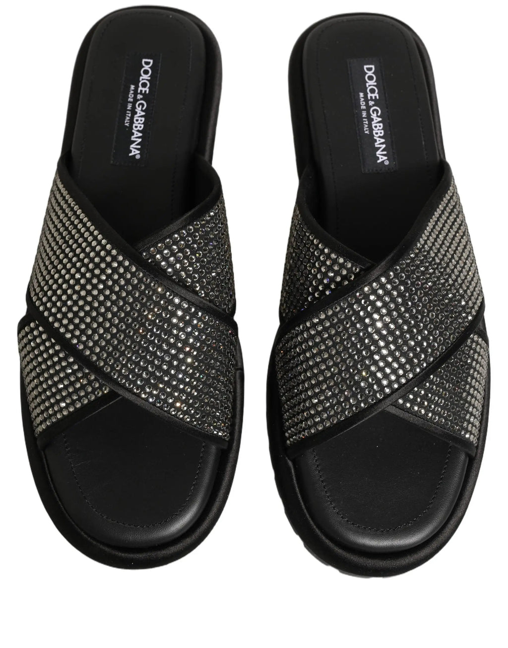 Sandales à talon Dolce & Gabbana noires à lanières croisées en strass