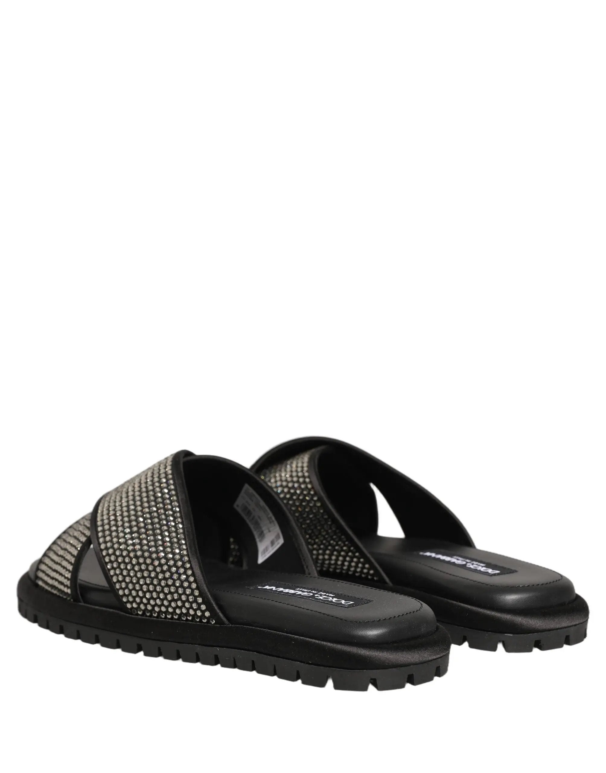 Sandales à talon Dolce & Gabbana noires à lanières croisées en strass