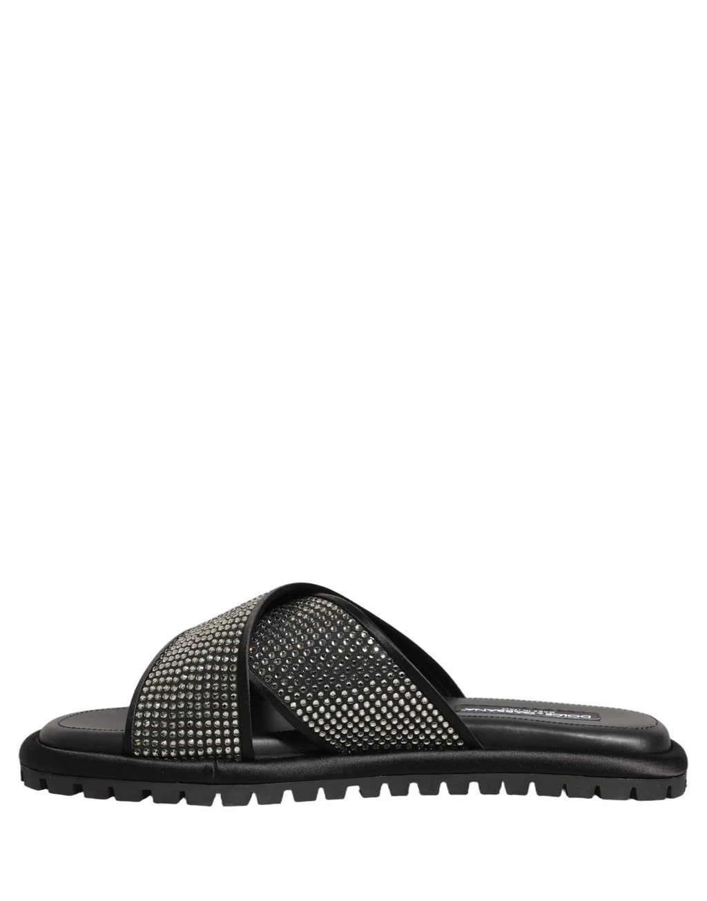 Sandales à talon Dolce & Gabbana noires à lanières croisées en strass