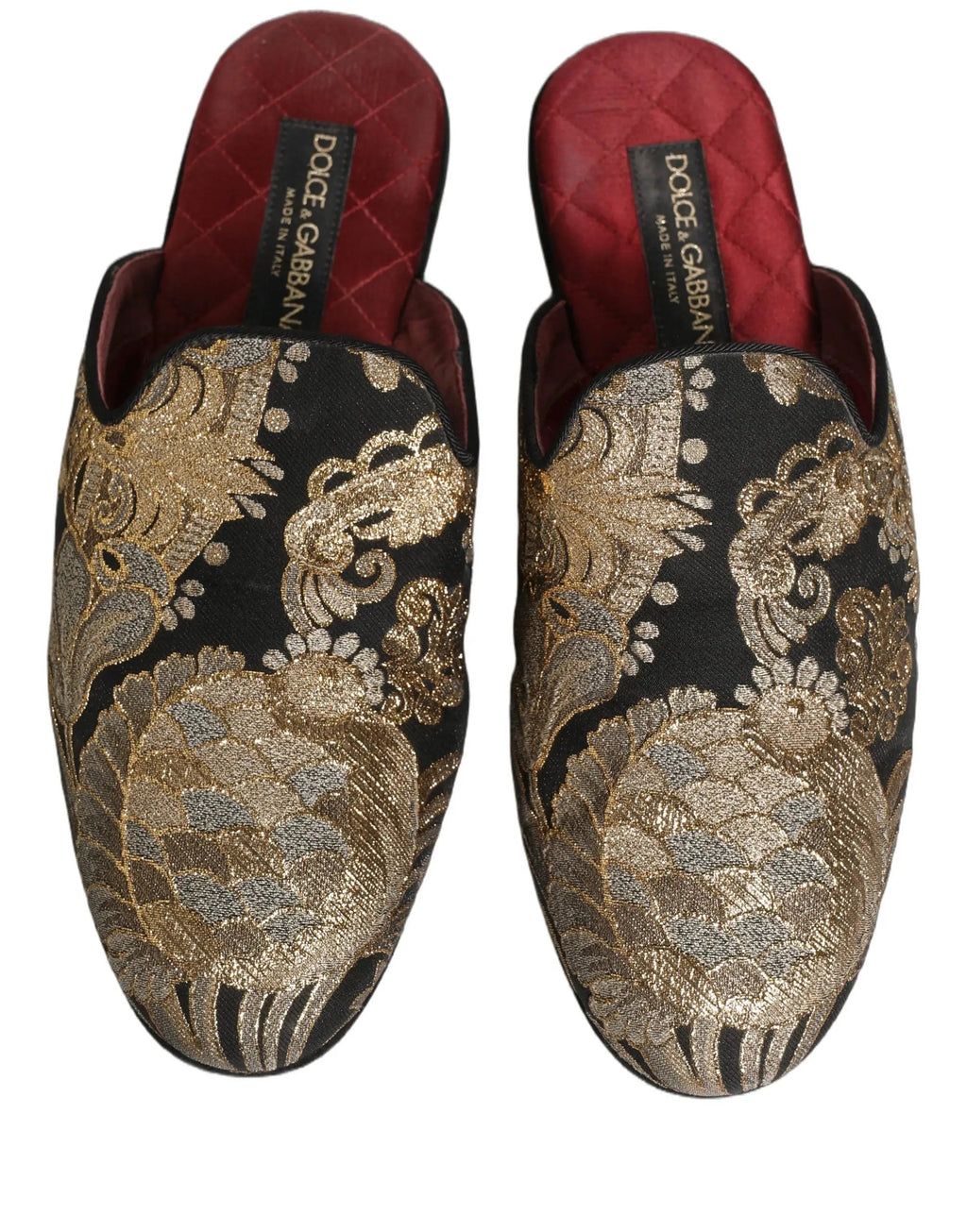 Dolce & Gabbana Sandales plates en jacquard floral noir pour hommes