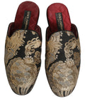 Dolce & Gabbana Sandales plates en jacquard floral noir pour hommes