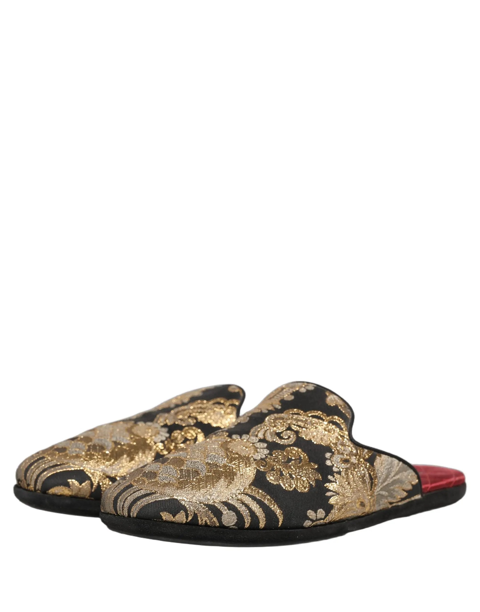 Dolce & Gabbana Sandales plates en jacquard floral noir pour hommes