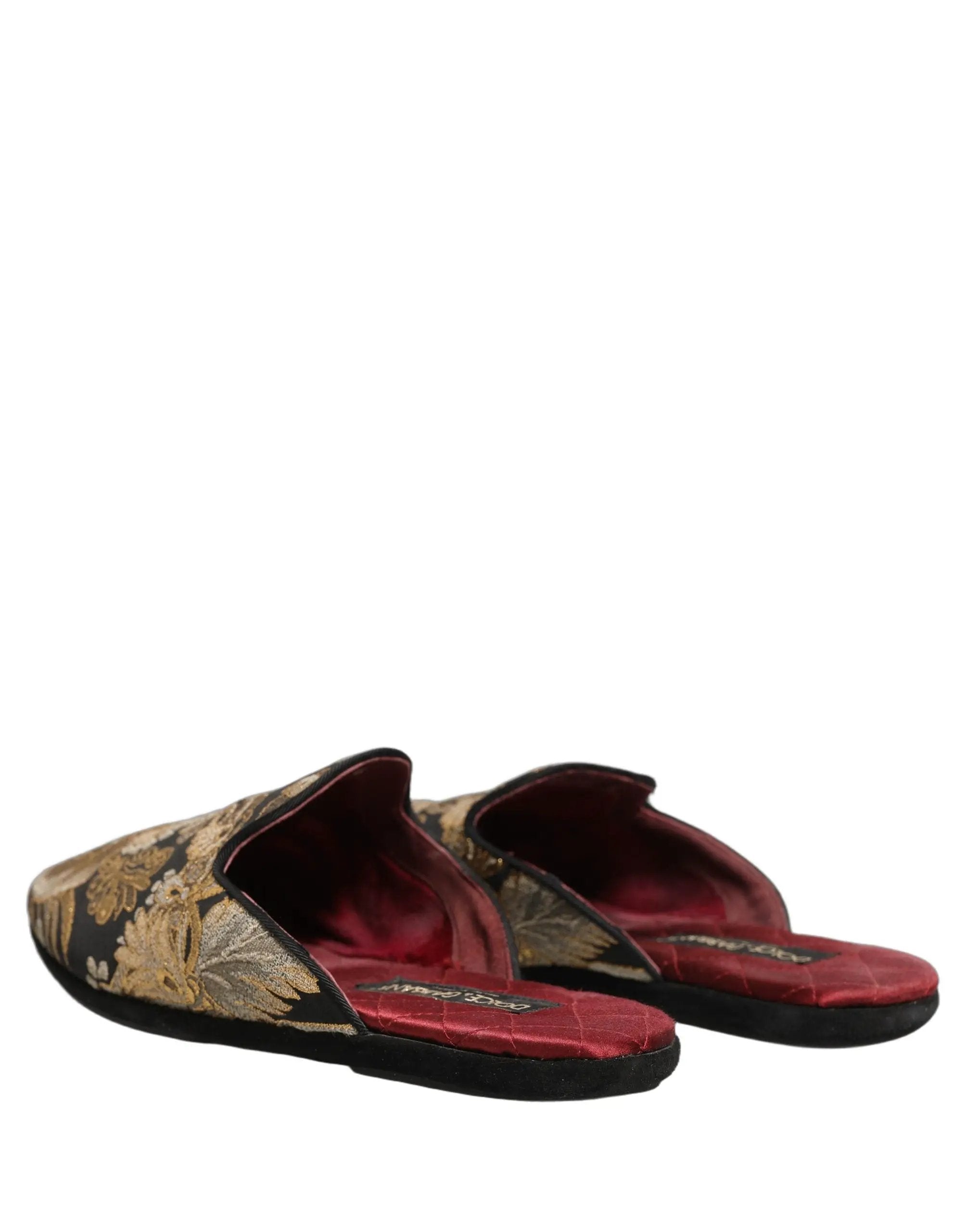 Dolce & Gabbana Sandales plates en jacquard floral noir pour hommes