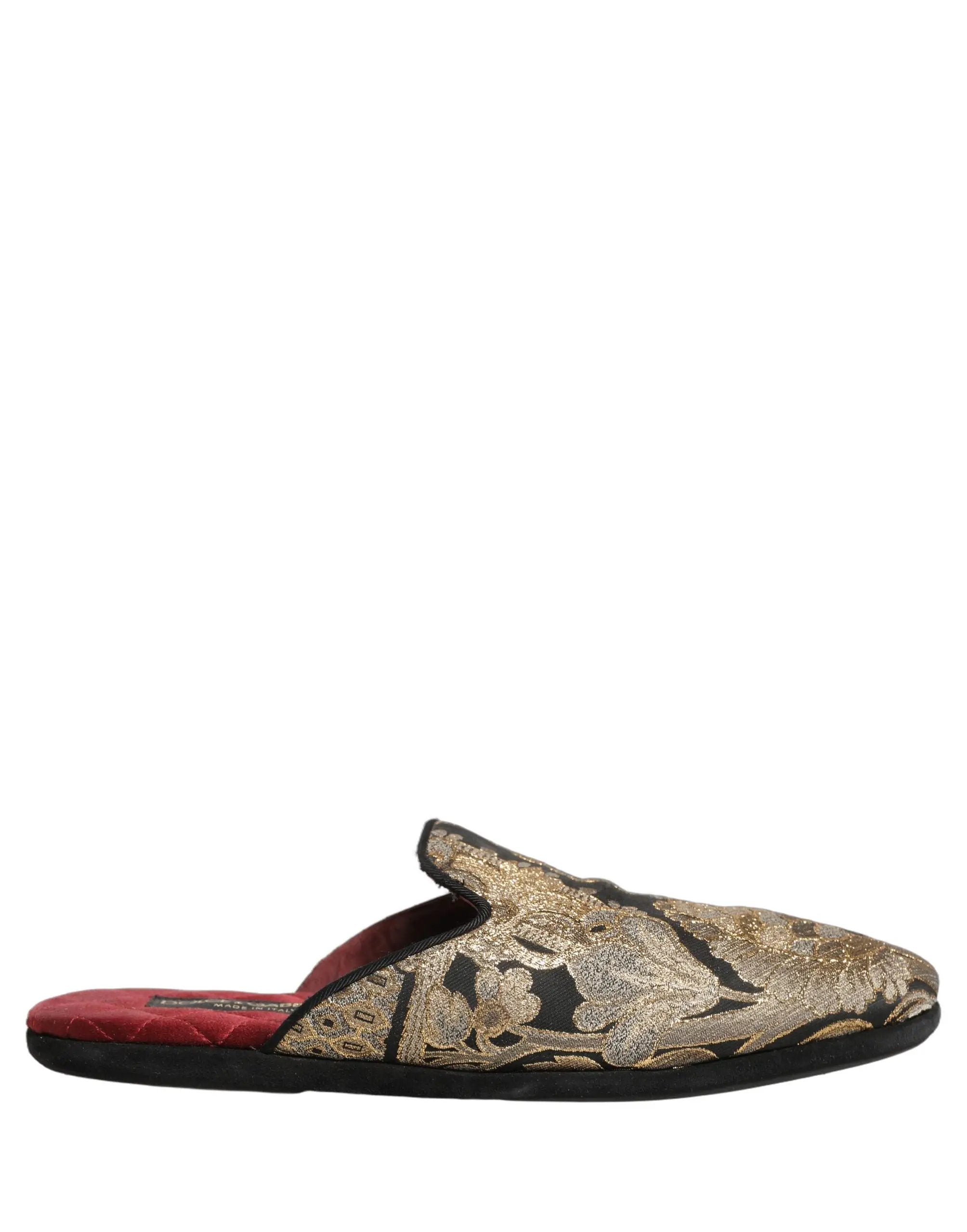 Dolce & Gabbana Sandales plates en jacquard floral noir pour hommes