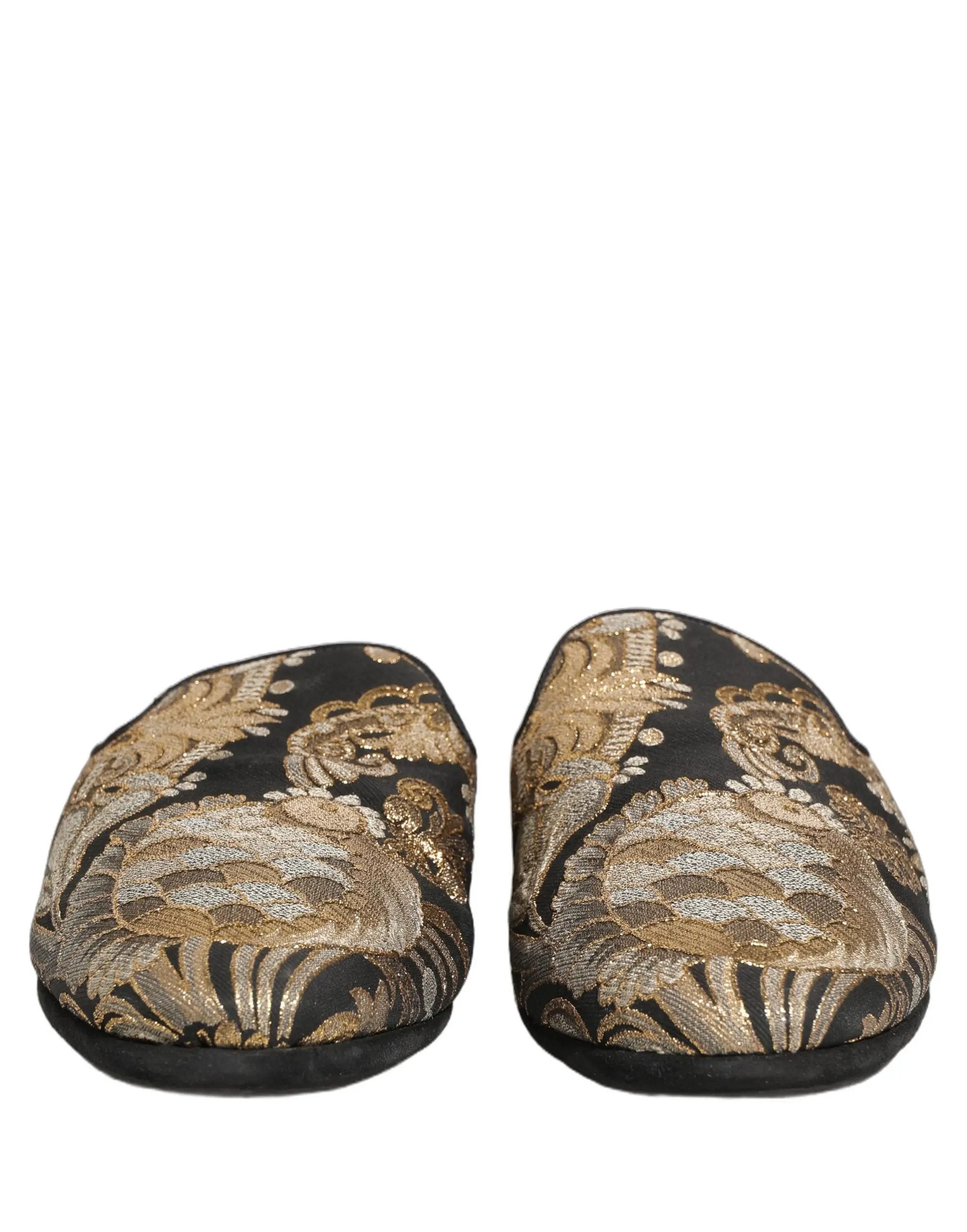 Dolce & Gabbana Sandales plates en jacquard floral noir pour hommes