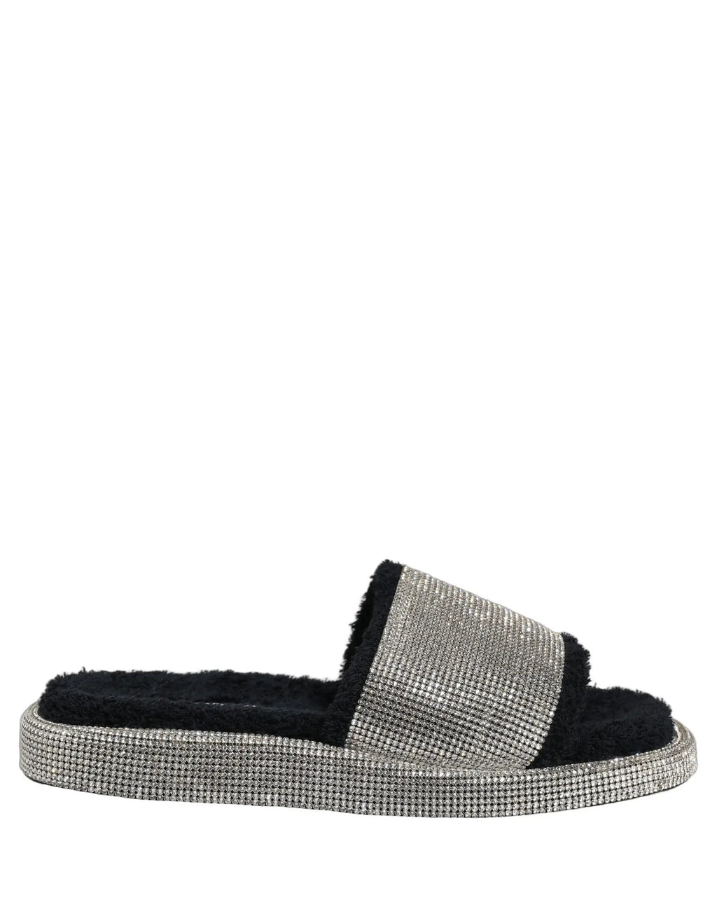 Dolce & Gabbana Black Crystal Embellished Platform Men Slides Shoes