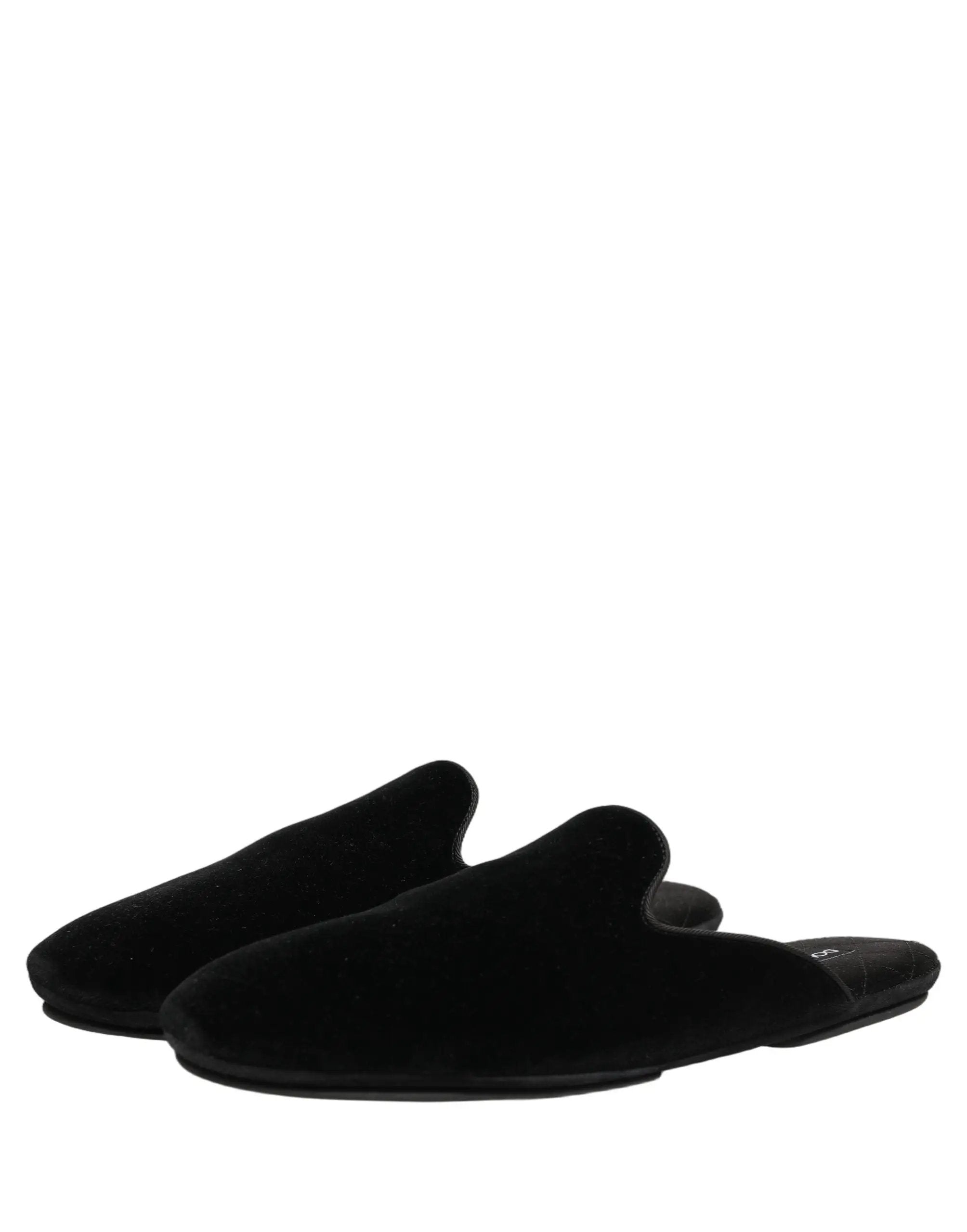 Chaussons plats Dolce & Gabbana en daim noir pour hommes