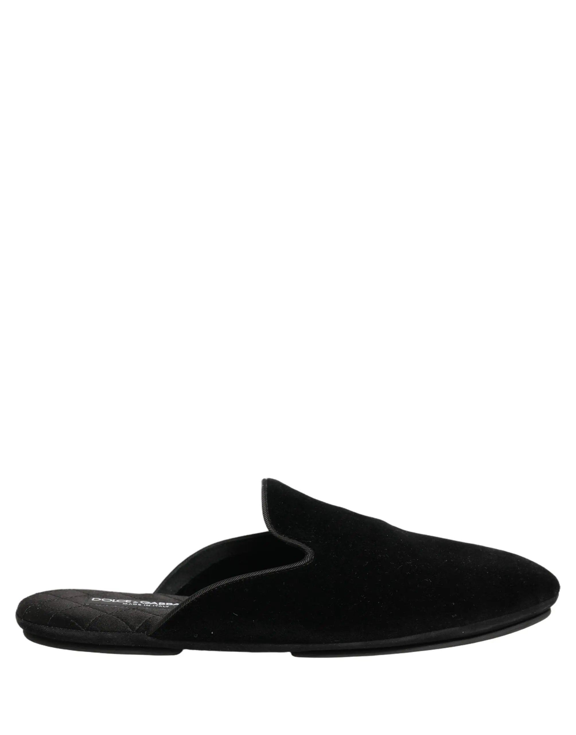 Chaussons plats Dolce & Gabbana en daim noir pour hommes