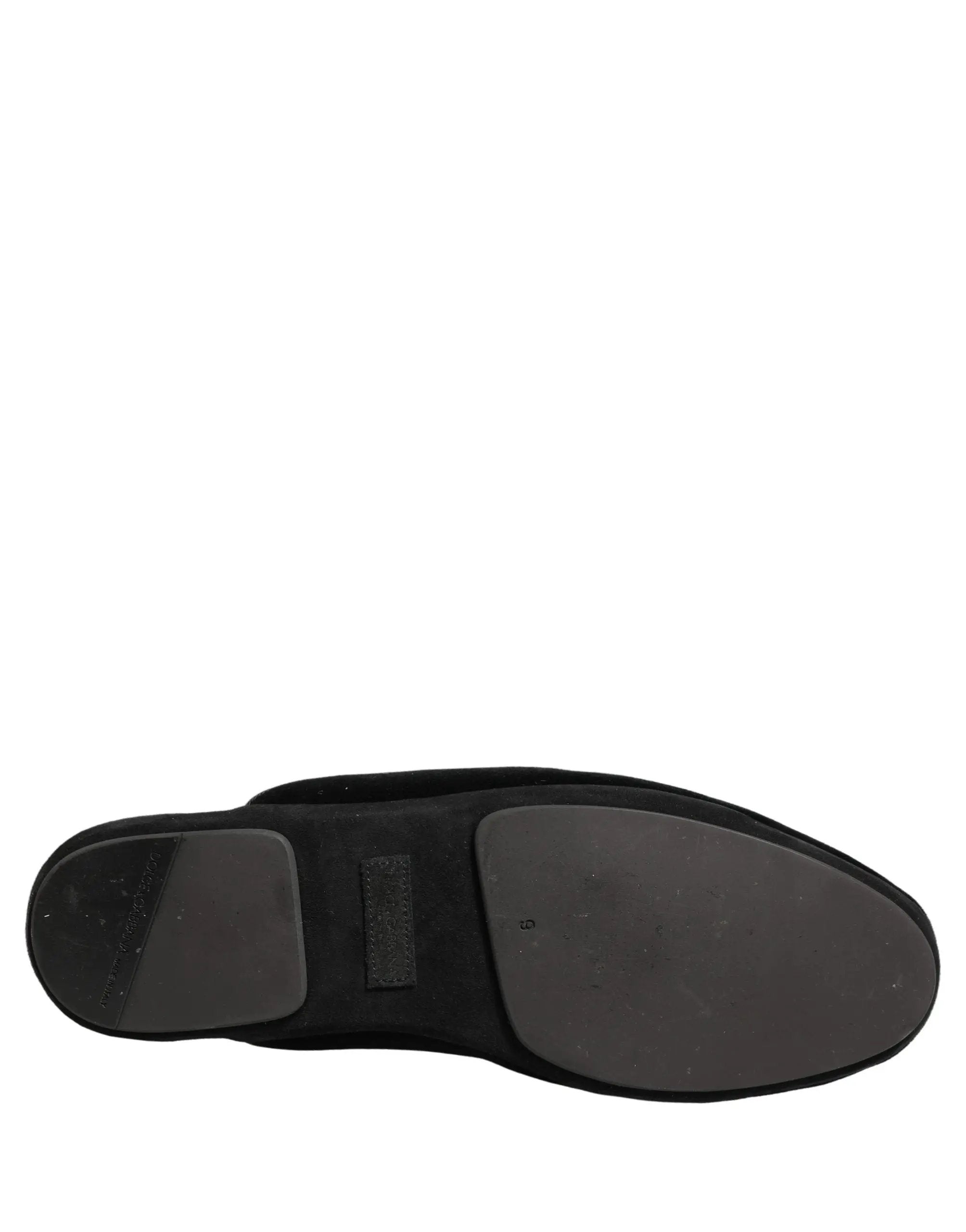 Chaussons plats Dolce & Gabbana en daim noir pour hommes