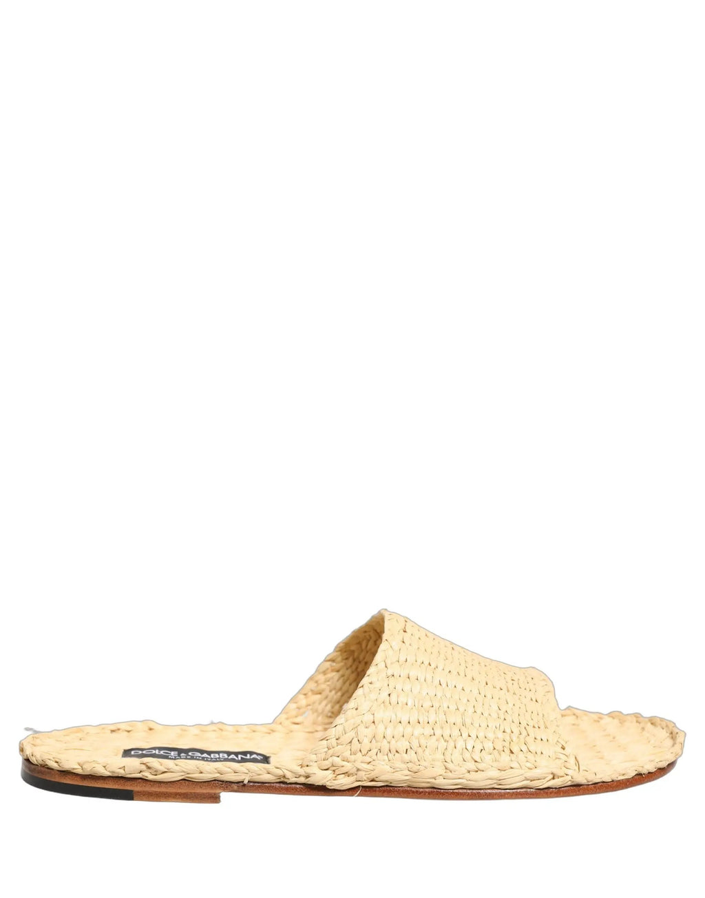 Chaussures plates Dolce & Gabbana en raphia paille beige