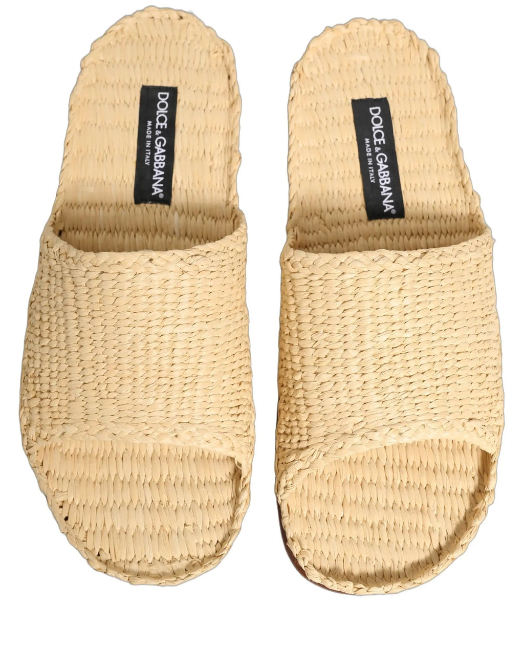 Chaussures plates Dolce & Gabbana en raphia paille beige