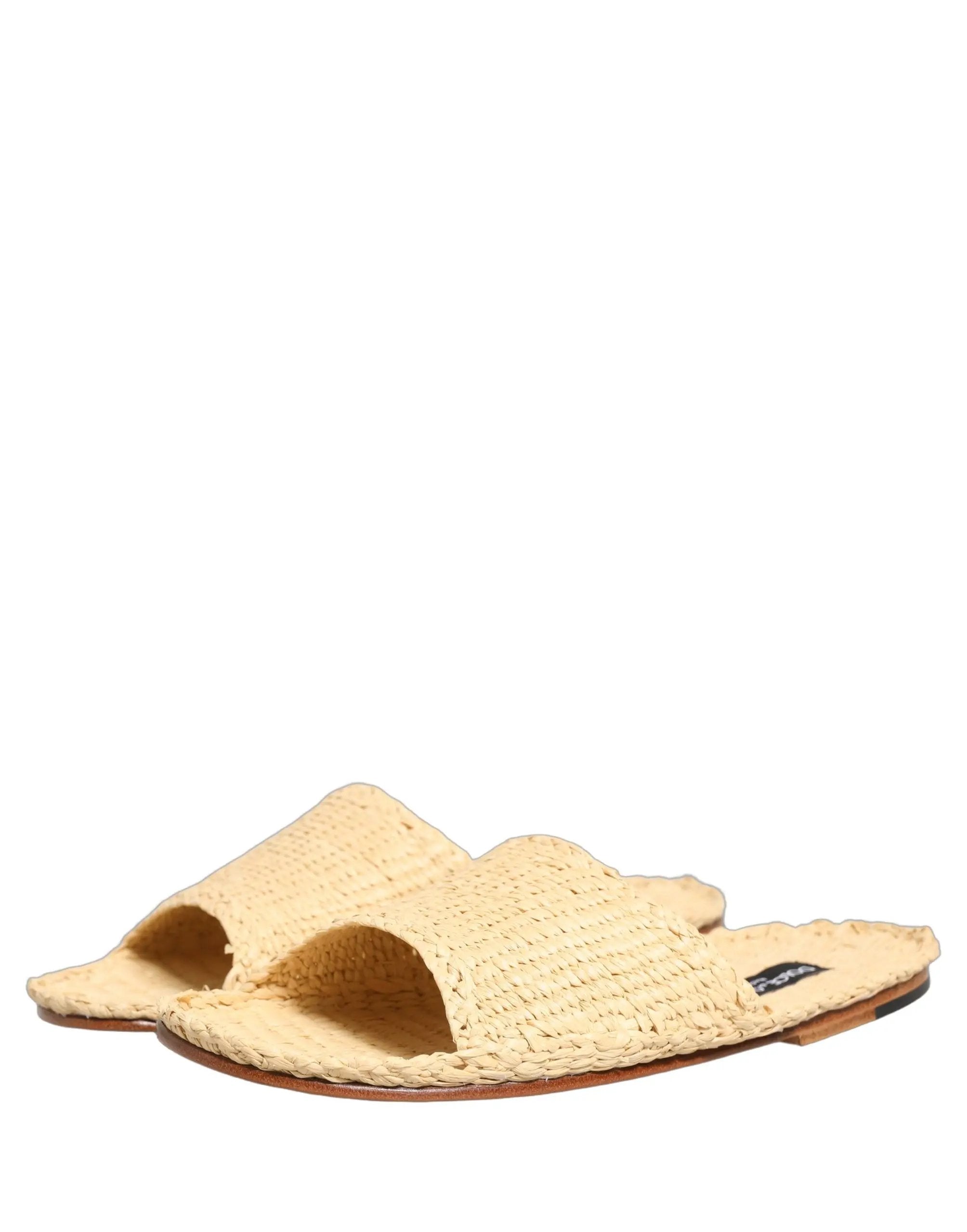Chaussures plates Dolce & Gabbana en raphia paille beige