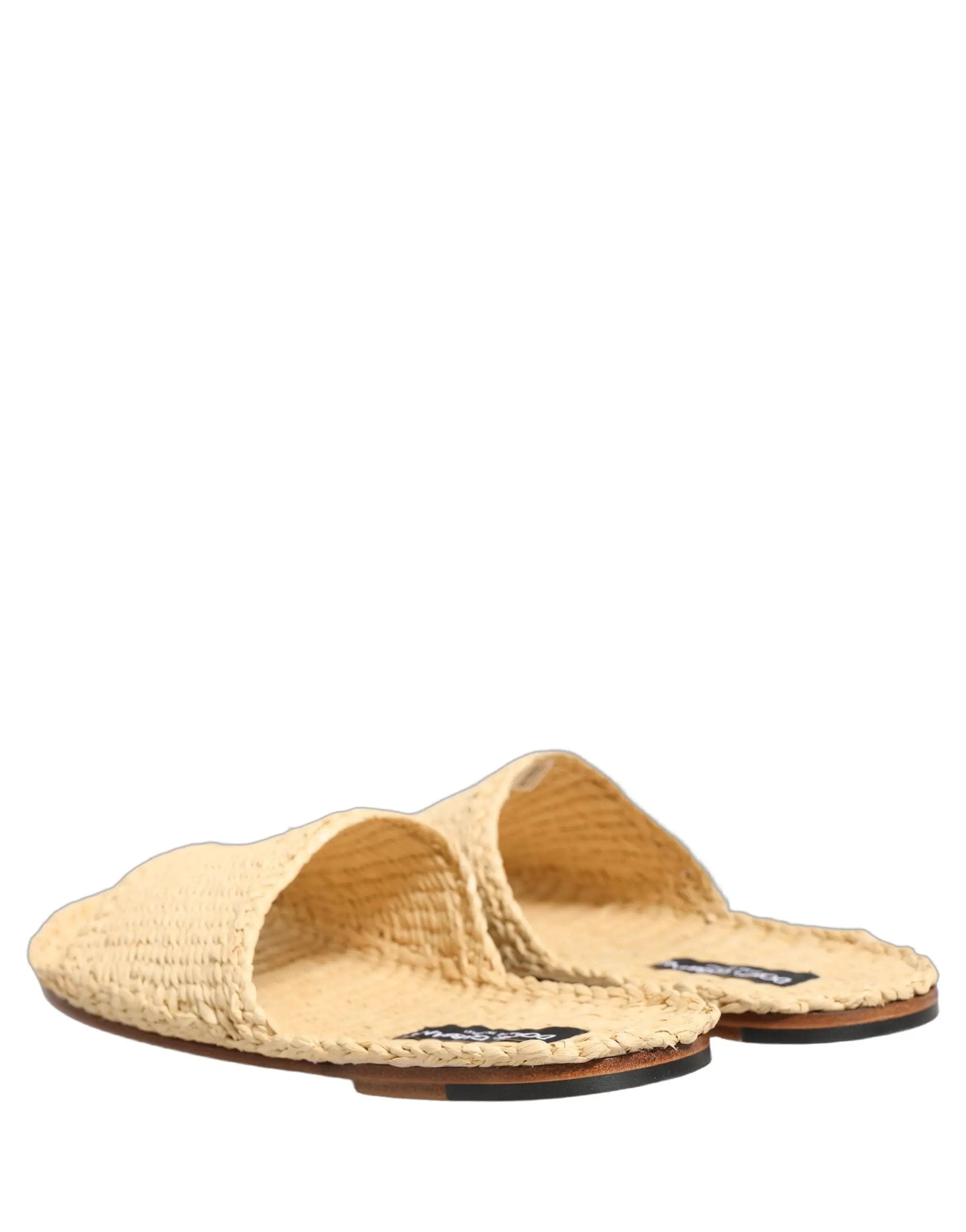 Chaussures plates Dolce & Gabbana en raphia paille beige