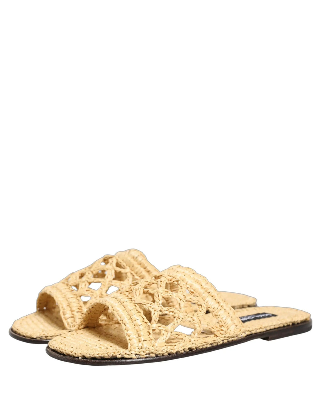 Chaussures plates / sandales Dolce & Gabbana en raphia et paille beige