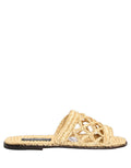 Chaussures plates / sandales Dolce & Gabbana en raphia et paille beige