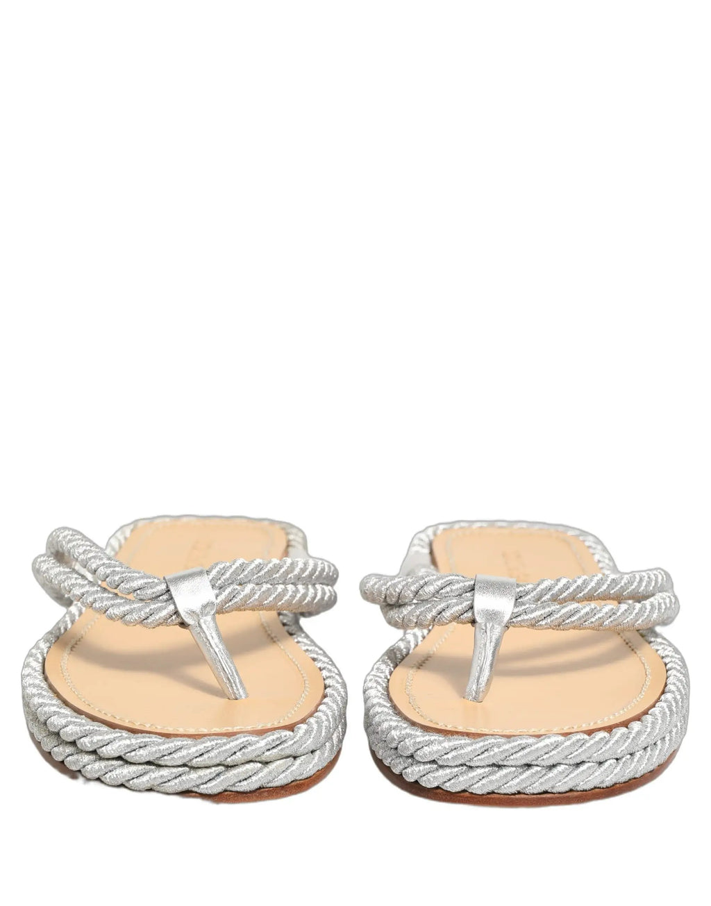 Dolce & Gabbana Silver Rope Slides Sandals Flip Flops Shoes
