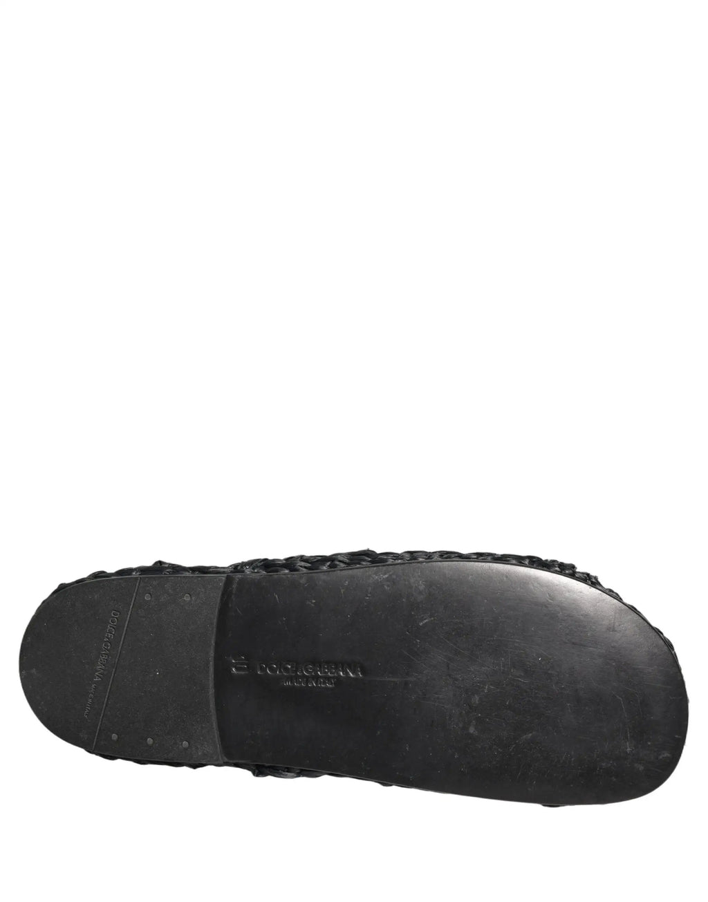 Dolce & Gabbana Sandales plates en paille et raphia noires