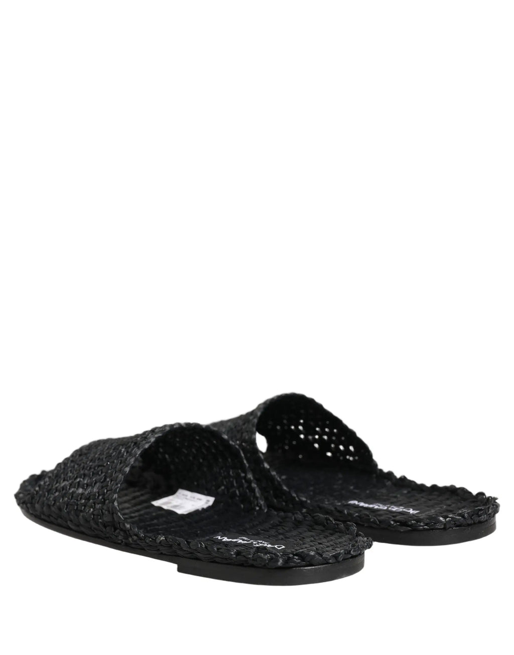 Dolce & Gabbana Sandales plates en paille et raphia noires