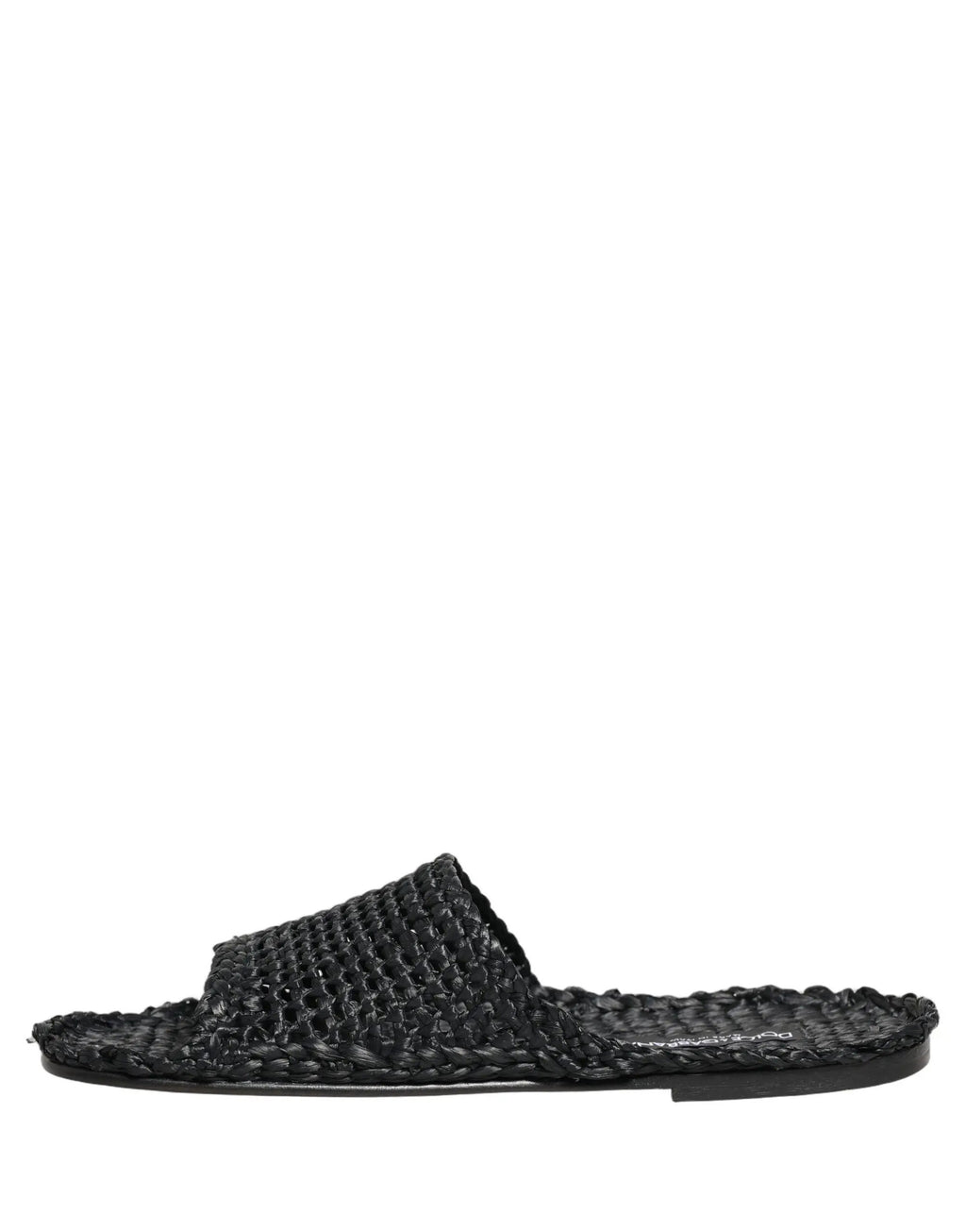 Dolce & Gabbana Sandales plates en paille et raphia noires
