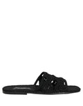 Dolce & Gabbana Black Fabric Woven Slides Sandals Flats Shoes