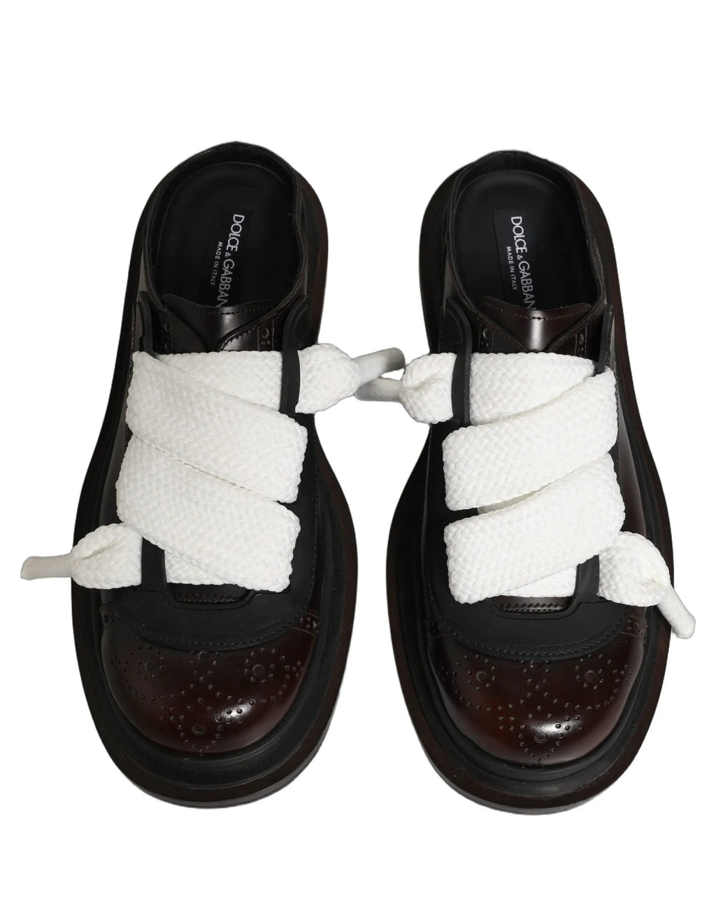 Dolce & Gabbana Brown Leather Slip On Flat Sandals Men Shoes