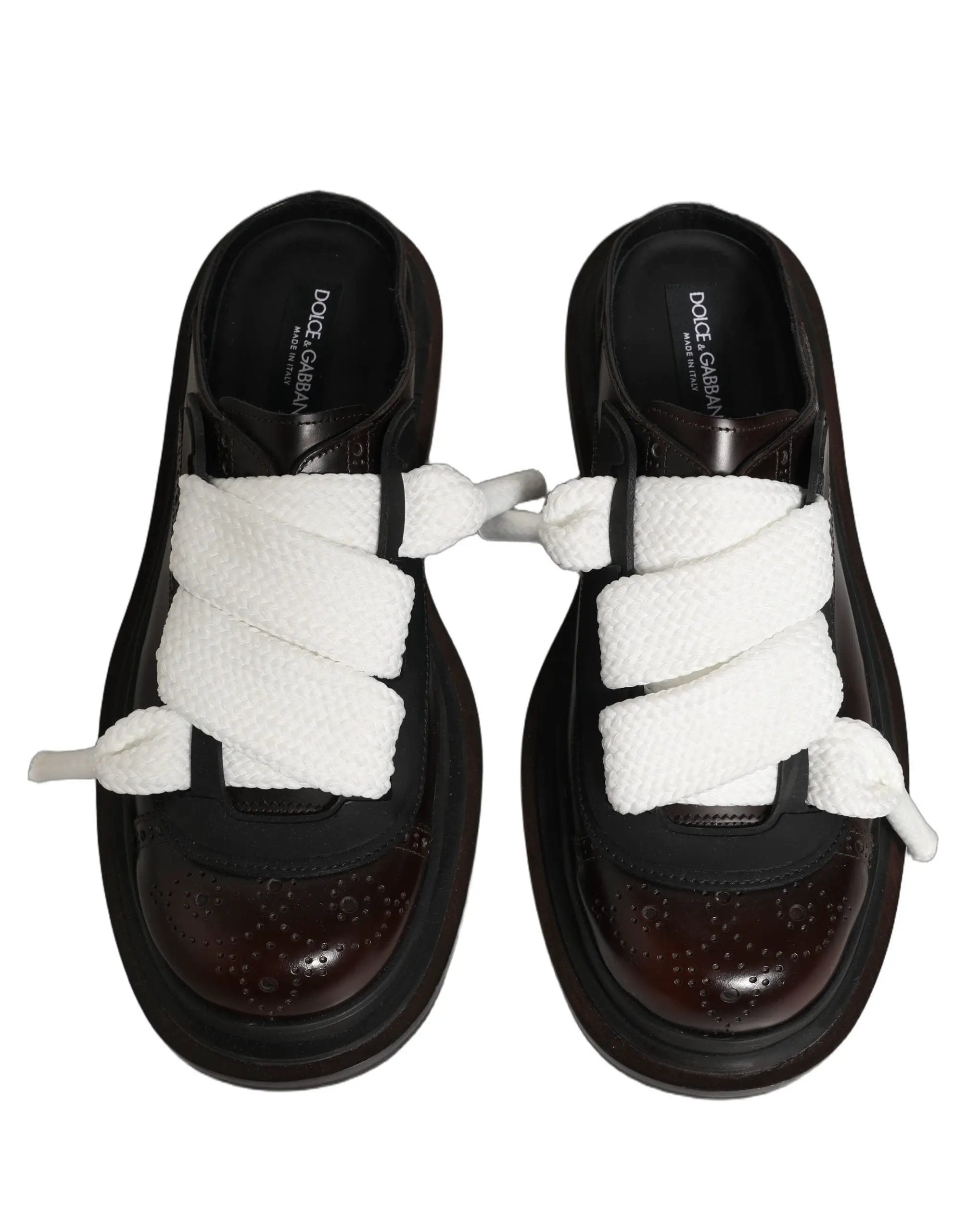 Dolce & Gabbana Brown Leather Slip On Flat Sandals Men Shoes
