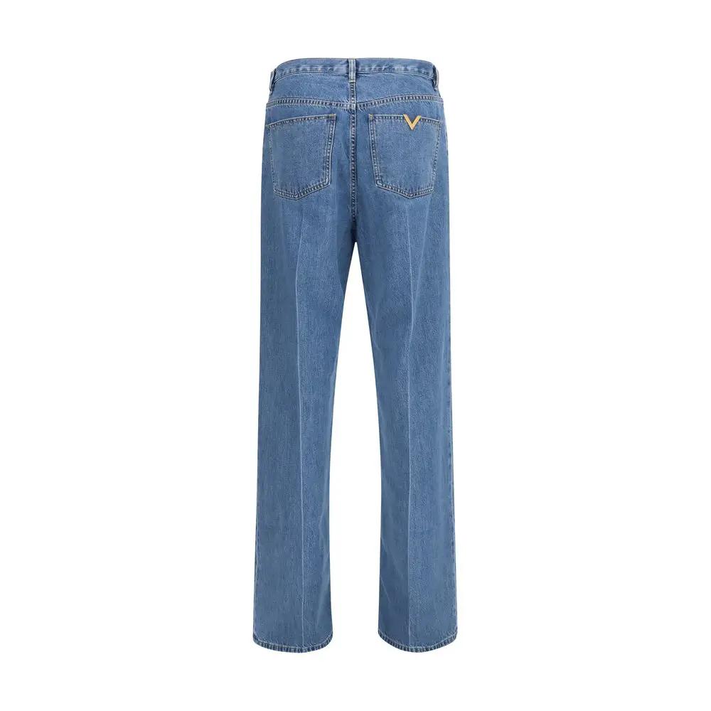 Valentino Blue Cotton Straight-Leg Jeans
