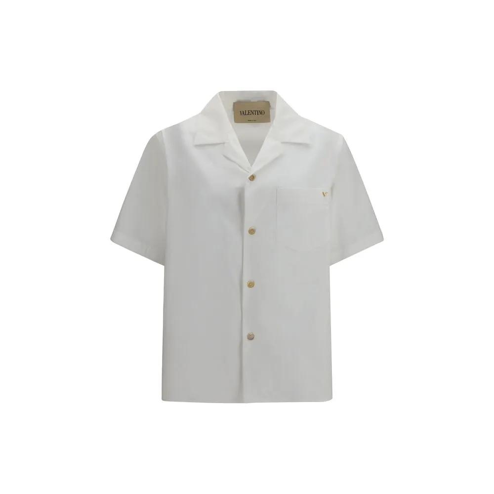 Valentino White Cotton Shortsleeve Shirt