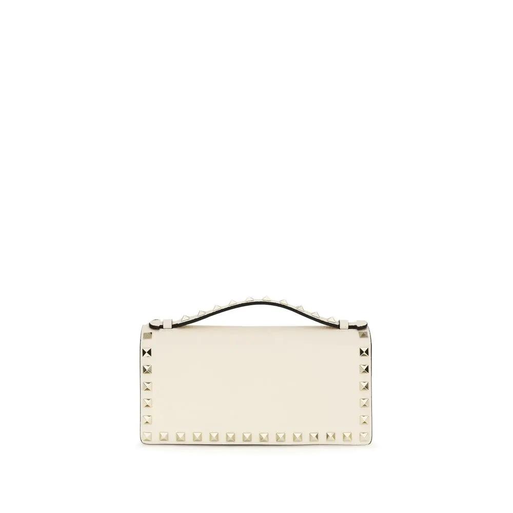 Portefeuille Valentino Garavani Bos Taurus en cuir de veau beige