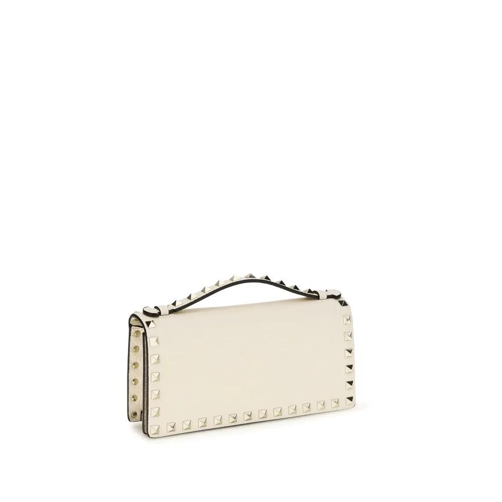 Portefeuille Valentino Garavani Bos Taurus en cuir de veau beige