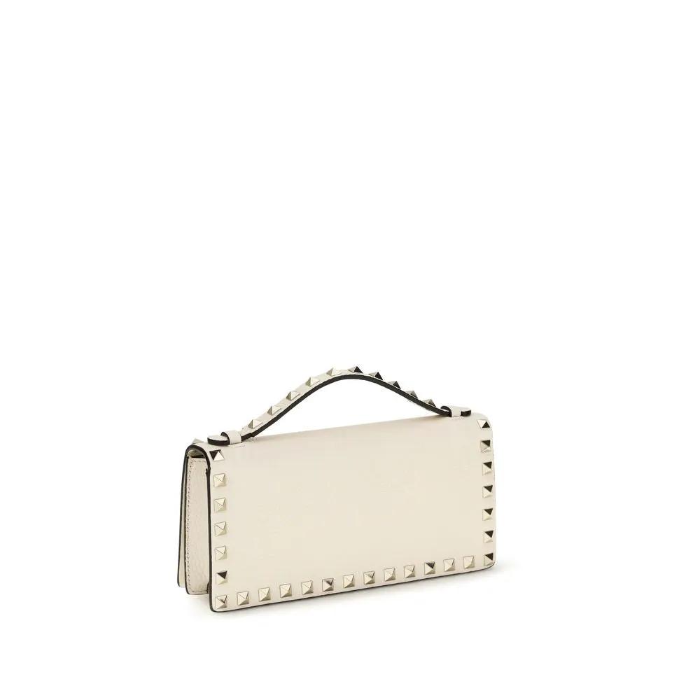 Portefeuille Valentino Garavani Bos Taurus en cuir de veau beige