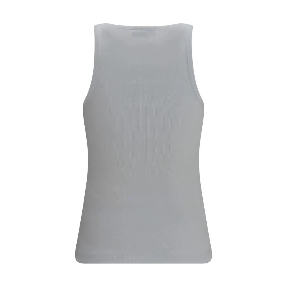 Ganni White Cotton Sleeveles T-Shirt