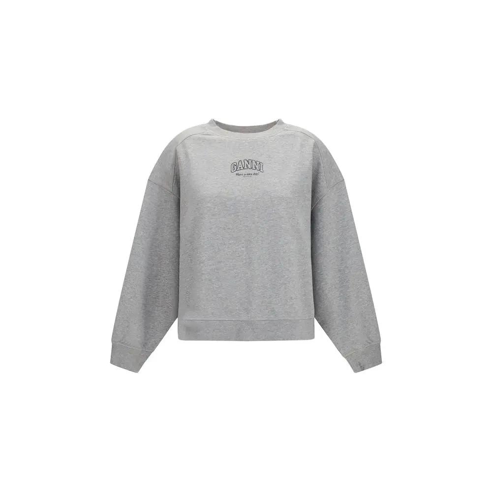 Sweat-shirt en coton gris Ganni
