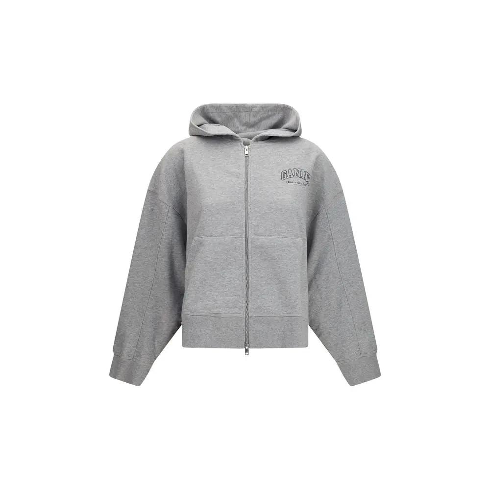 Sweat-shirt en coton gris Ganni